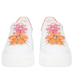 SNEAKER ELETTRA CON MAXI FIORI COLORATI COLORE BIANCO/ARANCIONE