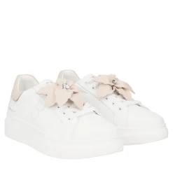 SNEAKER FENICE CON FIORE MORBIDO IN PELLE COLORE BIANCO/BEIGE