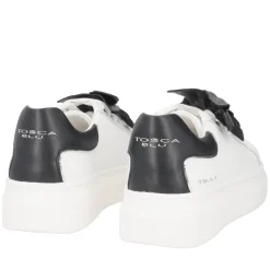 SNEAKER FENICE CON FIORE MORBIDO IN PELLE COLORE BIANCO/NERO