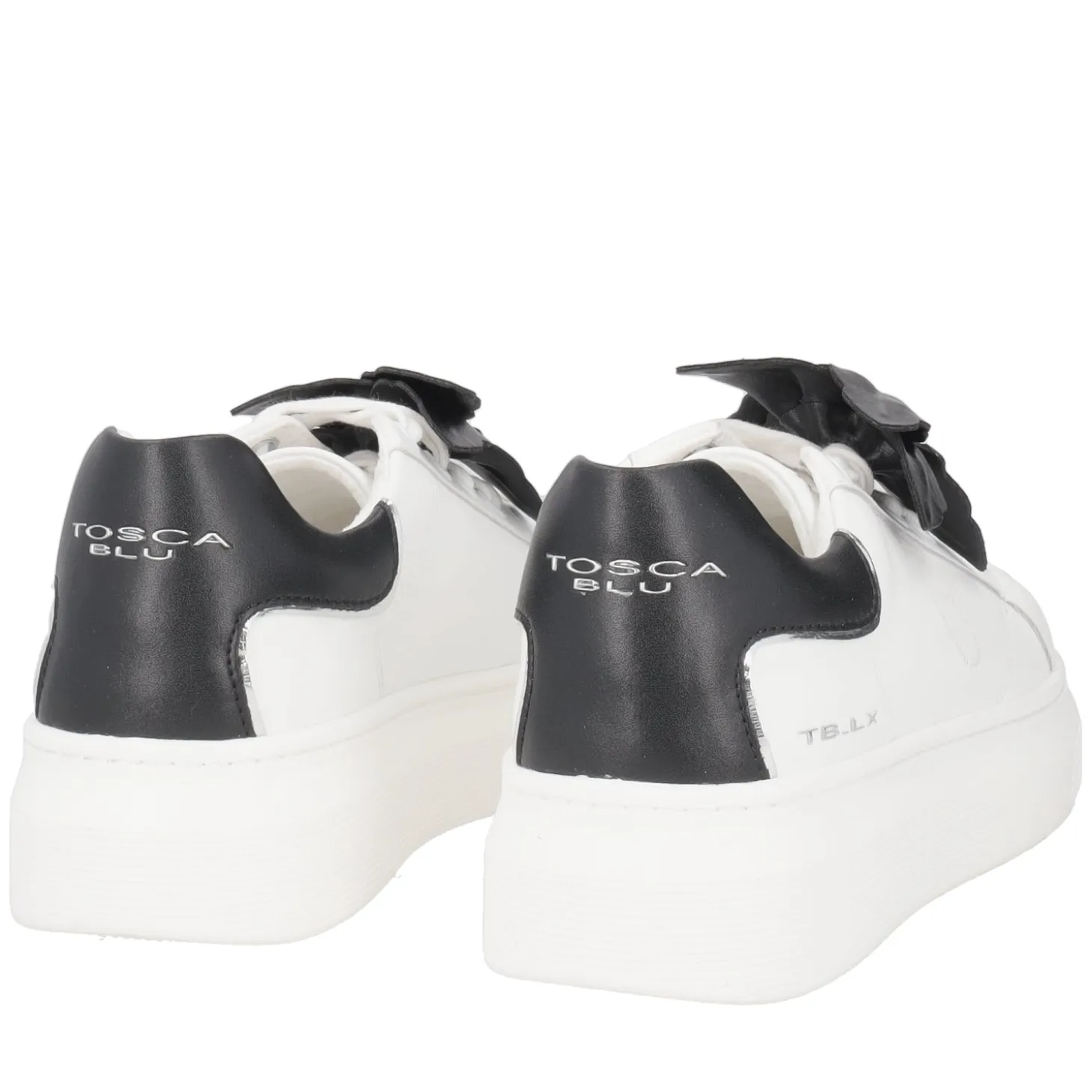 SNEAKER FENICE CON FIORE MORBIDO IN PELLE COLORE BIANCO/NERO