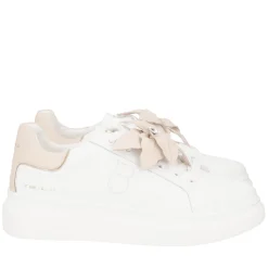 SNEAKER FENICE CON FIORE MORBIDO IN PELLE COLORE BIANCO/BEIGE