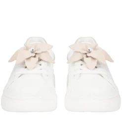 SNEAKER FENICE CON FIORE MORBIDO IN PELLE COLORE BIANCO/BEIGE