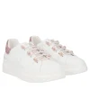 SNEAKER FENICE CON PERLE IN MICROSTRASS COLORE BIANCO/CIPRIA