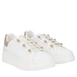 SNEAKER FENICE CON PERLE IN MICROSTRASS COLORE BIANCO/ORO