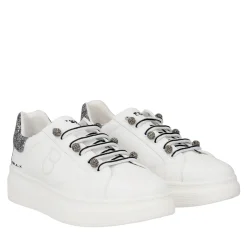 SNEAKER FENICE CON PERLE IN MICROSTRASS COLORE BIANCO/NERO