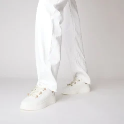 SNEAKER FENICE CON PERLE IN MICROSTRASS COLORE BIANCO/ORO