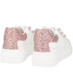 SNEAKER FENICE CON PERLE IN MICROSTRASS COLORE BIANCO/CIPRIA