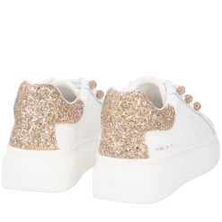 SNEAKER FENICE CON PERLE IN MICROSTRASS COLORE BIANCO/ORO