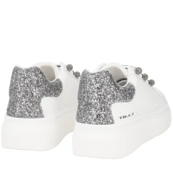 SNEAKER FENICE CON PERLE IN MICROSTRASS COLORE BIANCO/NERO