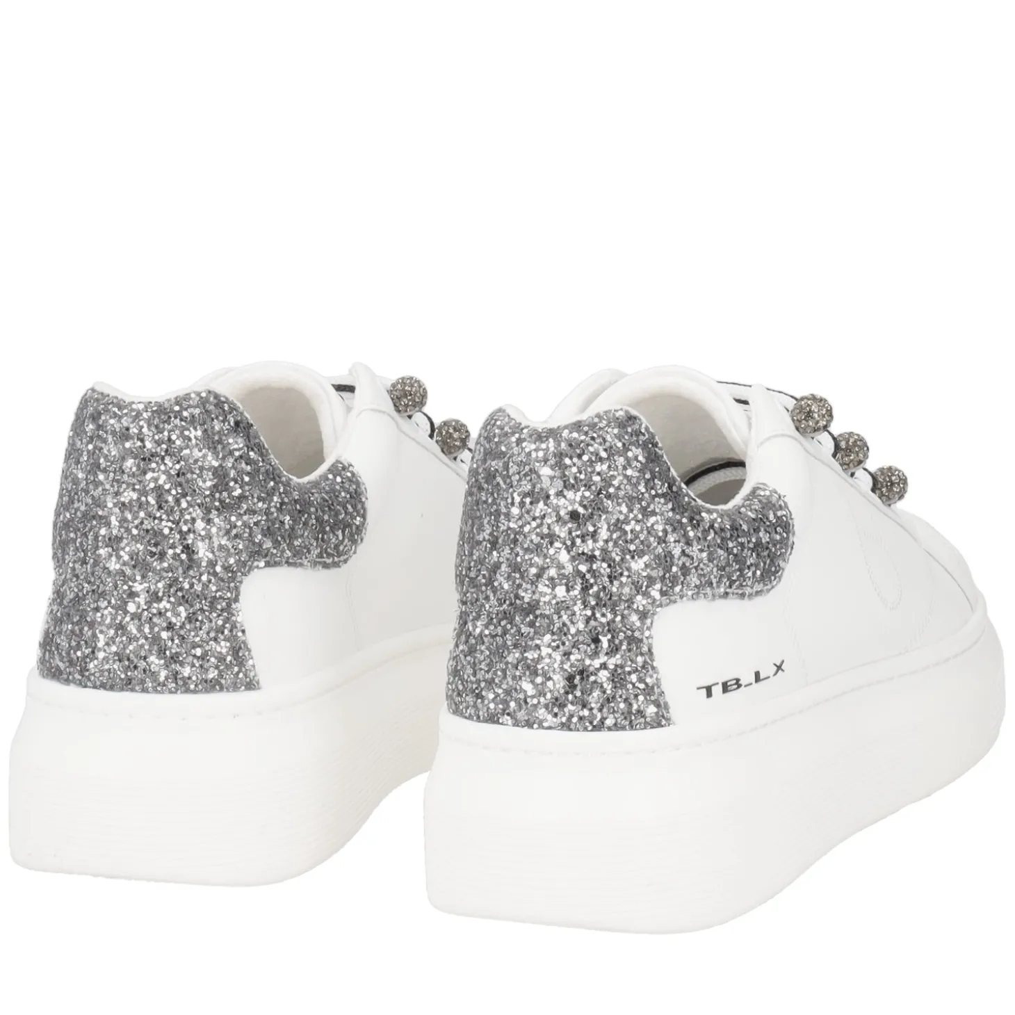 SNEAKER FENICE CON PERLE IN MICROSTRASS COLORE BIANCO/NERO