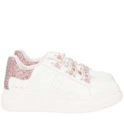 SNEAKER FENICE CON PERLE IN MICROSTRASS COLORE BIANCO/CIPRIA