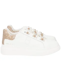 SNEAKER FENICE CON PERLE IN MICROSTRASS COLORE BIANCO/ORO