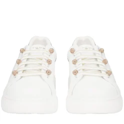 SNEAKER FENICE CON PERLE IN MICROSTRASS COLORE BIANCO/ORO