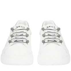 SNEAKER FENICE CON PERLE IN MICROSTRASS COLORE BIANCO/NERO