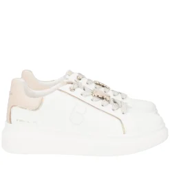 SNEAKER FENICE IN PELLE CON FARFALLA COLORE BIANCO/BEIGE
