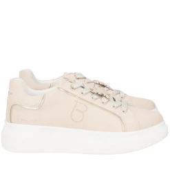 SNEAKER FENICE IN PELLE CON FARFALLA COLORE BEIGE