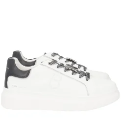 SNEAKER FENICE IN PELLE CON FARFALLA COLORE BIANCO/NERO
