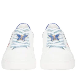 SNEAKER FENICE IN PELLE CON STAMPA FARFALLE COLORE BIANCO/BLUETTE