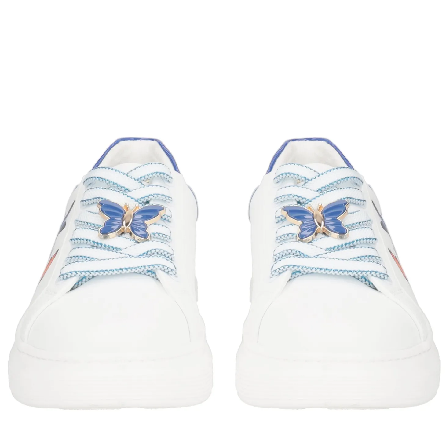 SNEAKER FENICE IN PELLE CON STAMPA FARFALLE COLORE BIANCO/BLUETTE