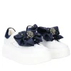 SNEAKER LILY IN PELLE CON FIOCCO COLORE BIANCO/BLU