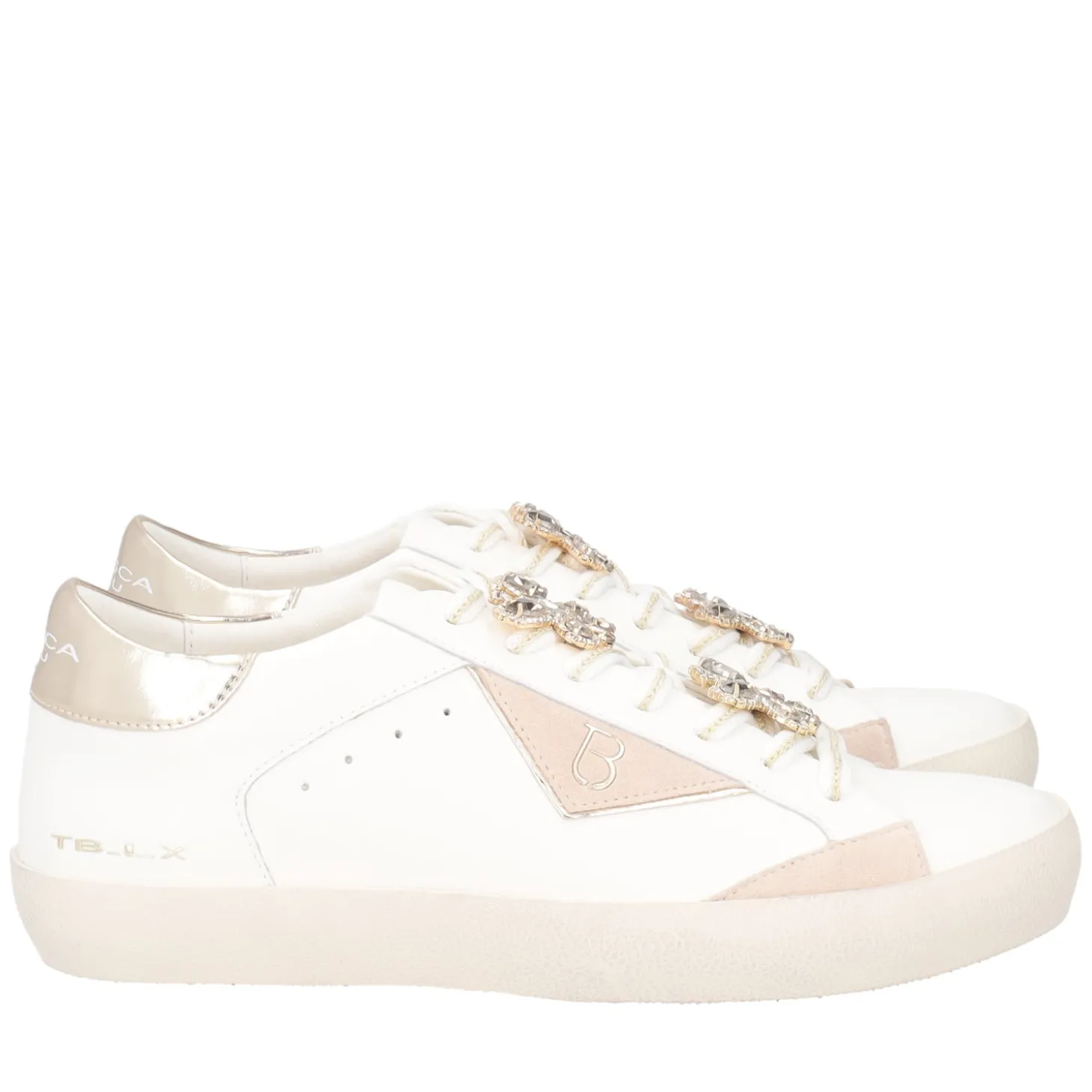 SNEAKER SIRIUS CON FARFALLE GIOIELLO COLORE LATTE/ORO