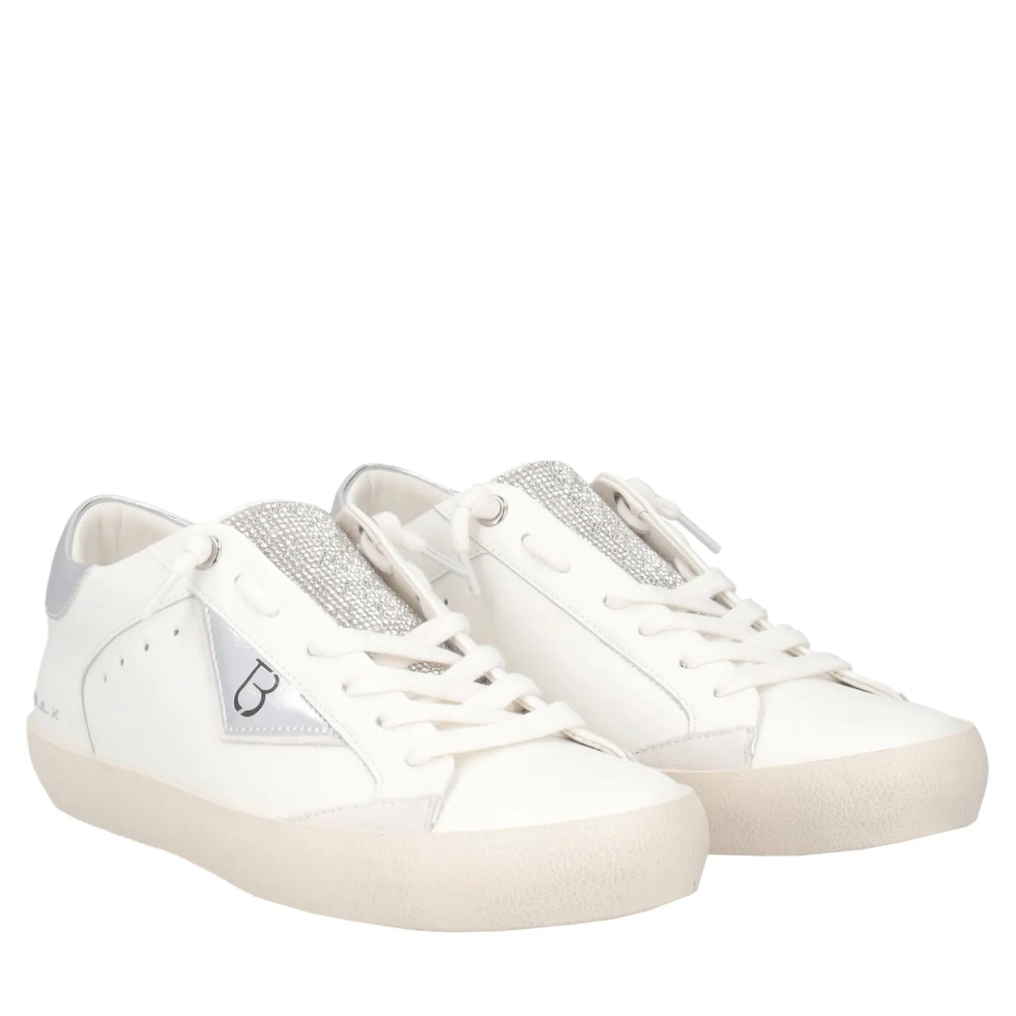 SNEAKER SIRIUS CON MICROSTRASS COLORE LATTE/ARGENTO