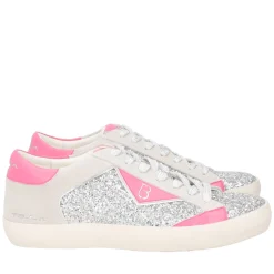 SNEAKER SIRIUS IN PELLE CON GLITTER COLORE ARGENTO
