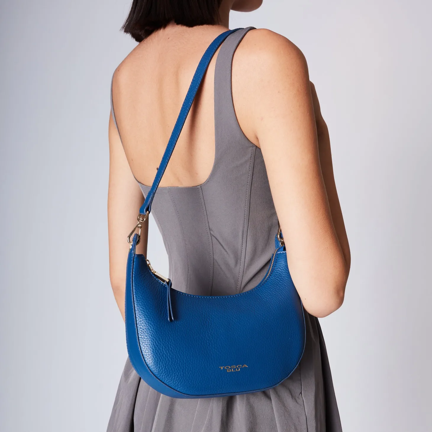 Tracolla moony bags in pelle colore blu