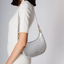 Tracolla moony bags in pelle colore argento