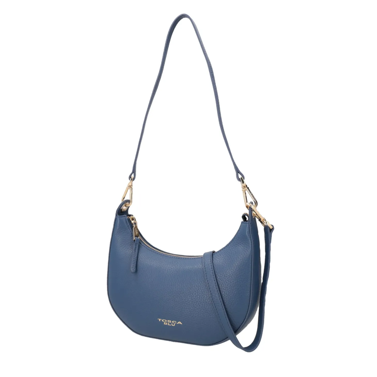 Tracolla moony bags in pelle colore blu