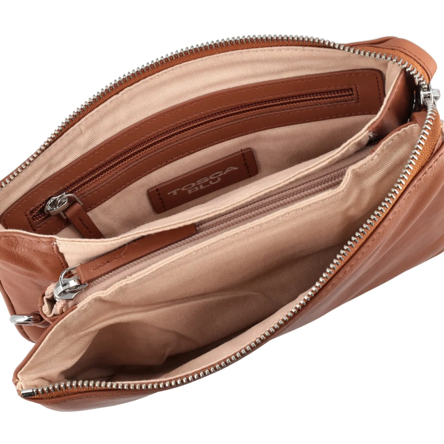 Tracolla multitasche tiny bags colore cuoio