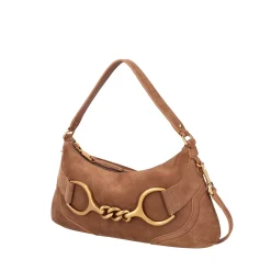 Tracollina in pelle scamosciata Cecilia colore cognac