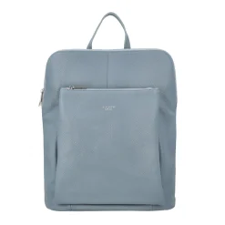 Zaino in pelle con chiusura a zip colore blu avio