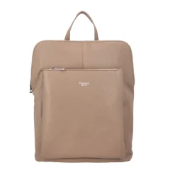 Zaino in pelle con chiusura a zip colore fango