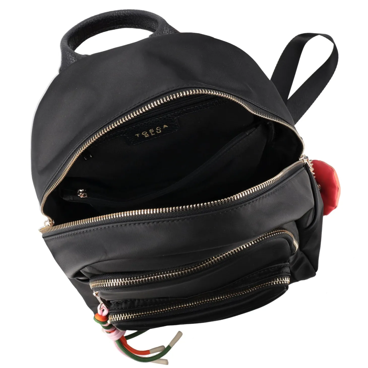 ZAINO LIQUIRIZIA IN NYLON CON CHARM COLORE NERO